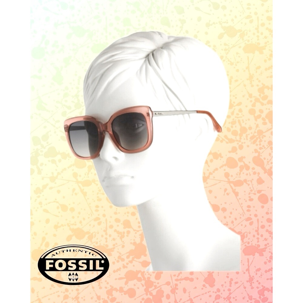 New "Fossil" FW215 Rose Smoke/Gray Lens Women’s Sunglasses Silver Frame, NWT